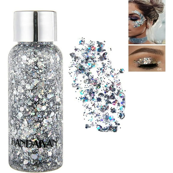 BEUKING Body Glitter Gel Mermaid Scale Sequins Skin Long Lasting Sparkling Cream Eyeshadow Lip Nail Hair Painting Glitter Decorate Art Festival Party Make up Powder