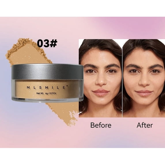 BEUKING Dark Complexion Loose Setting Powder, Shimmer Finishing Powder Oil Control for Long Lasting Makeup, Lightweight Powder Waterproof Makes Skin Downy, for All Skin Tones, 03