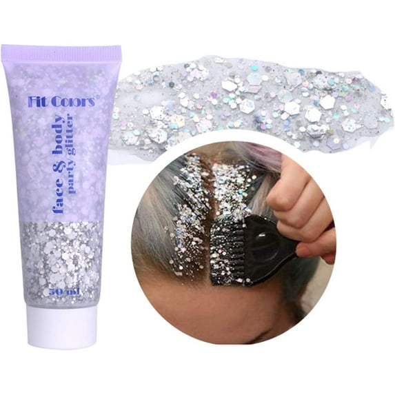 BEUKING Face Glitter Gel Mermaid Scale Gel, Holographic Chunky Glitter Gel for Body, Hair, Face, Nail, Eyeshadow, Long Lasting Liquid Glitter Cream, Fairy Costume Accessories Makeup for Women& Men