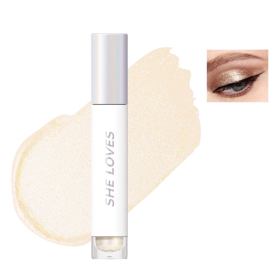 BEUKING Glitter Eyeshadow, Makeup for Eyes Liquid Metallic Chameleon Sparkle Glow Light Colors, Highly Pigmented, Waterproof Long Lasting, Sequins Highlight Silkworm Eye Cheek Brightening (#07)