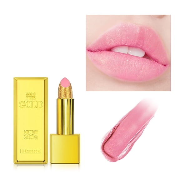 BEUKING Gold Lipstick Velvet Nude Red Pink Lip Tint High Pigment Not Fade Smooth Long-Lasting Wear Non-Stick Cup Waterproof Matte Lady Lip Gloss for Girl Women Lady Daily Lip Makeup (#1)
