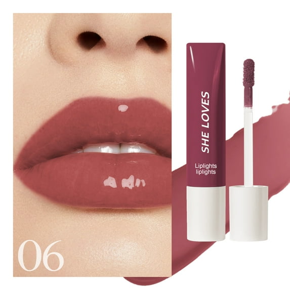 BEUKING Lip Plumper Gloss Lip Gloss, Shiny Moisturizing Liplights Lip Oil Glossy Crystal Lip Plumping Balm, Volumizer, Fuller, Tinted Liplights Glitter Lipstick for Lip Care & Dry Lips (#06)