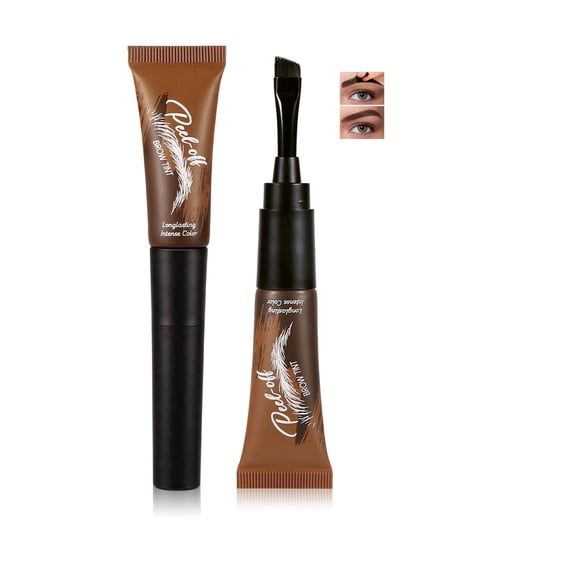 BEUKING Longlasting Eyebrow Gel Peel Off, Brow Tattoo with 150°Small Curved Tray, Sweatproof & Waterproof Brow Gel Natural Eye Makeup for Women Create Fuller & Defined Brows Makeup, #02 Espresso