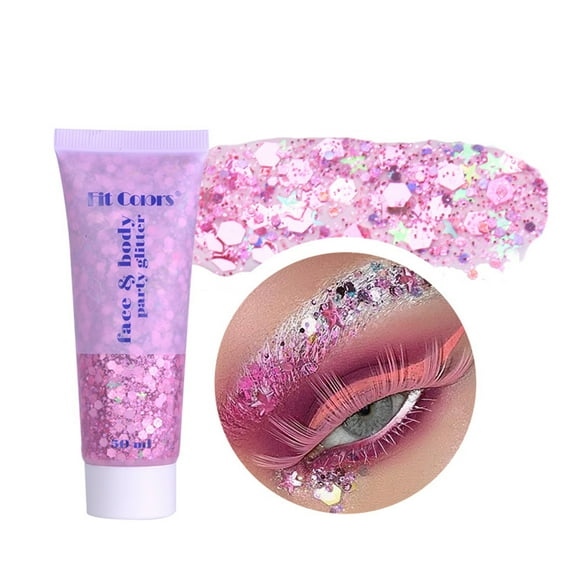 BEUKING Mermaid Sequins Face Body Glitter Gel, Holographic Chunky Glitter Gel for Body, Hair, Face, Nail, Eyeshadow, Long Lasting Liquid Glitter Cream, Coachella Decorate Art Festival Party Makeup