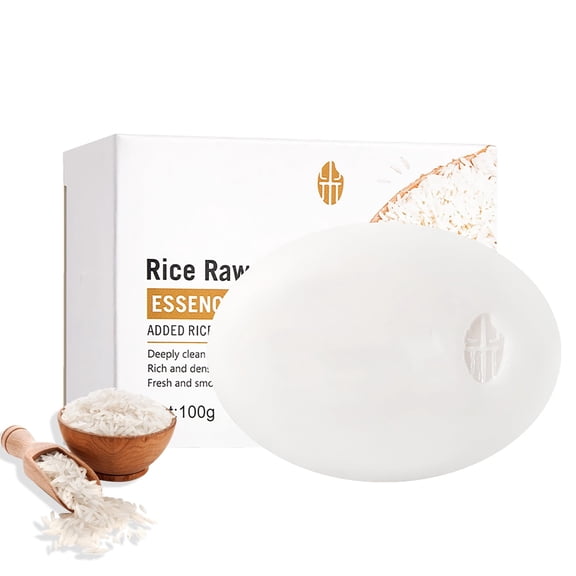BEUKING Rice Essence Rice Cleansing Soap, with Goat Milk Essence & Centella Asiatica, Luxurious Body Soap for Deep Clean, Gentle Hydrating Soften Skin, Cleansing Bar for Bath, Hands, Face, 3.53 Oz