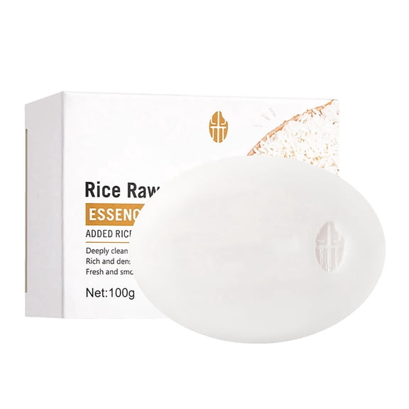 BEUKING Rice Soap Handmade Rice Soap, Bath Soap Rice Water Face Wash with Goat's Milk Essence, Moisturizing, Deep Clean, Hydrating, Soften Skin, Even Tone Cleansing Bar, for Bath, Hands, Face