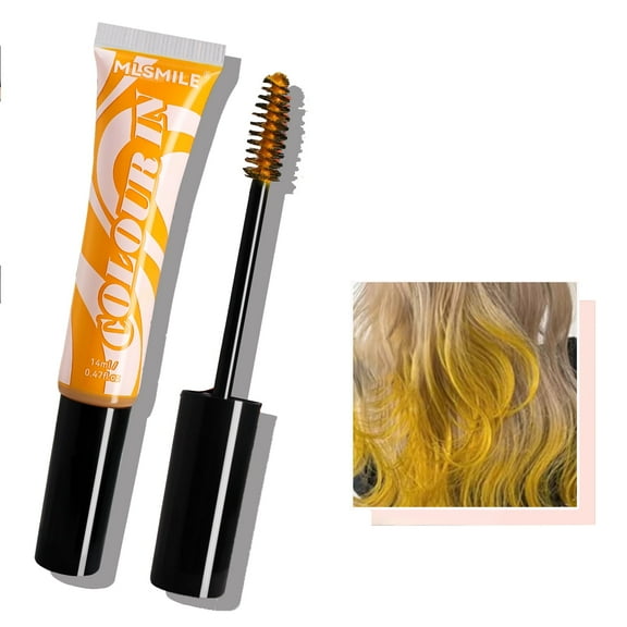BEUKING  Yellow Hair Brow Temporary Hair Mascara Washable Hair Color Chalk Instantly Hair Color Dye Professional Hair Dye Stick Temporary 48 Hours Not Fade for Girls Kids DIY Party, #02 Yellow