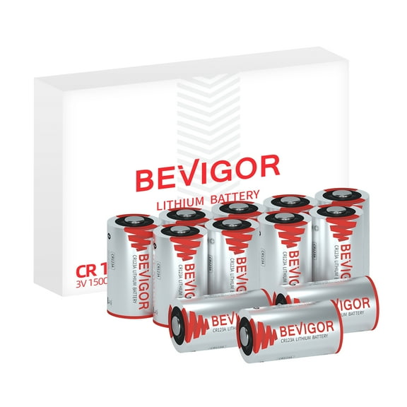 BEVIGOR CR123A 3V Lithium Batteries 12 Pack,1500mAh Photo Lithium Battery, 3 Volt 123 Battery Lithium for Flashlight and Security DeviceNon-Rechargeable