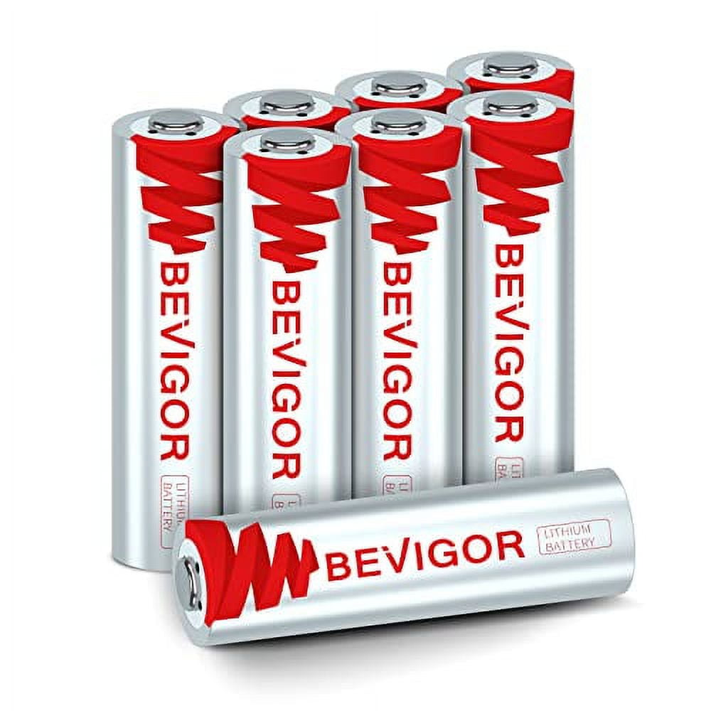 BEVIGOR® Lithium AA Batteries 8 Pack, Long Lasting 1.5V 3000mAh AA