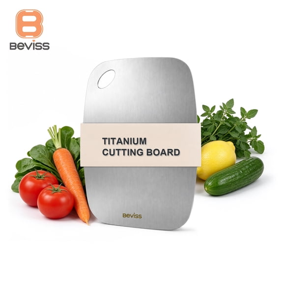 BEVISS Titanium Cutting Board 11.5"L x 8"W x 0.05"Th, Food-Grade Titanium Chopping Board for Meat, Vegetables, Fruits, Dishwasher Safe, Durable & Hygienic