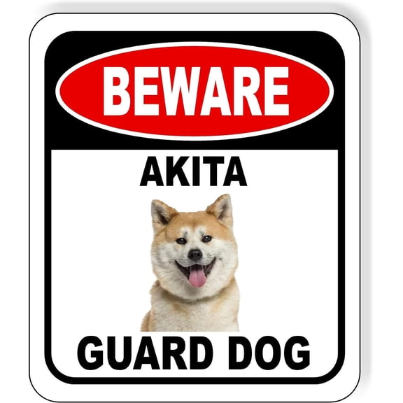 BEWARE AKITA GUARD DOG Aluminum Composite Outdoor Sign 8" x12" Metal Security Notice for Yard, Fence, Porch, Property, and Business \u2013 No Trespassing, Warning, Attack Dogs, Protection