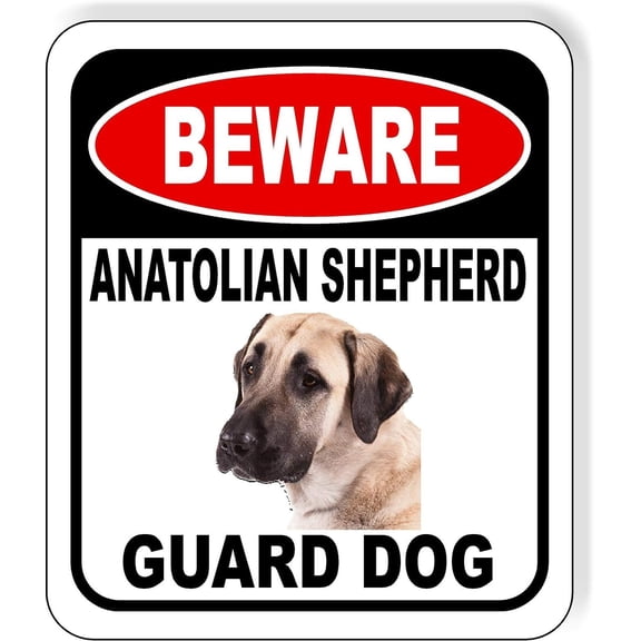 BEWARE ANATOLIAN SHEPHERD GUARD DOG Aluminum Composite Outdoor Sign 12" x16" Metal Security Notice for Yard, Fence, Porch, Property, and Business No Trespassing, Warning, Attack Dogs, Protection