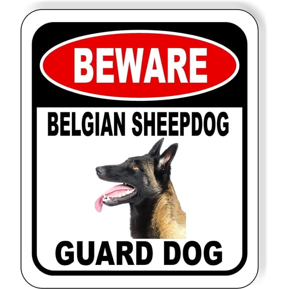 BEWARE BELGIAN SHEEPDOG GUARD DOG Aluminum Composite Outdoor Sign 8" x12" Metal Security Notice for Yard, Fence, Porch, Property, and Business  No Trespassing, Warning, Attack Dogs, Protection