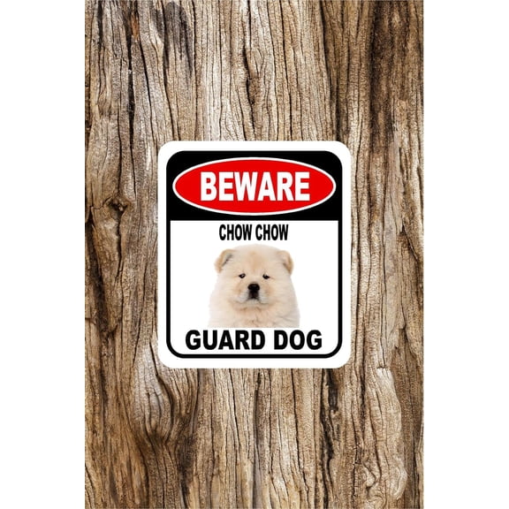 BEWARE CHOW CHOW GUARD DOG Aluminum Composite Outdoor Sign 8" x12" Metal Security Notice for Yard, Fence, Porch, Property, and Business  No Trespassing, Warning, Attack Dogs, Protection
