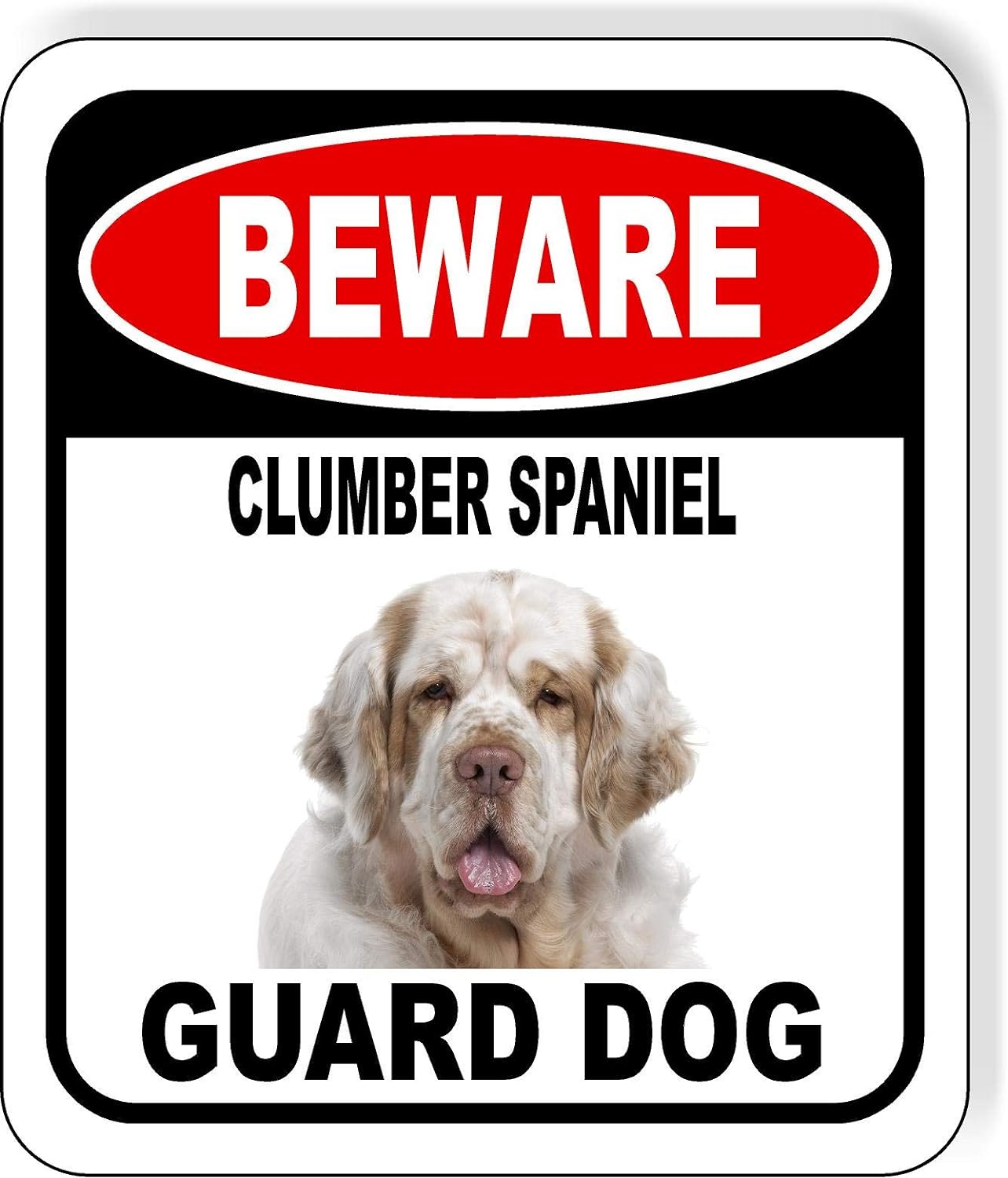 BEWARE CLUMBER SPANIEL GUARD DOG Aluminum Composite Outdoor Sign 12 ...