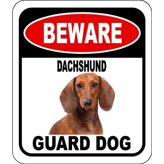 BEWARE DACHSHUND GUARD DOG Aluminum Composite Outdoor Sign 12" x16" Metal Security Notice for Yard, Fence, Porch, Property, and Business No Trespassing, Warning, Attack Dogs, Protection