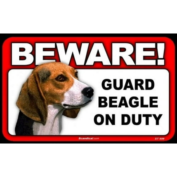 BEWARE Guard Dog on Duty Sign - Beagle