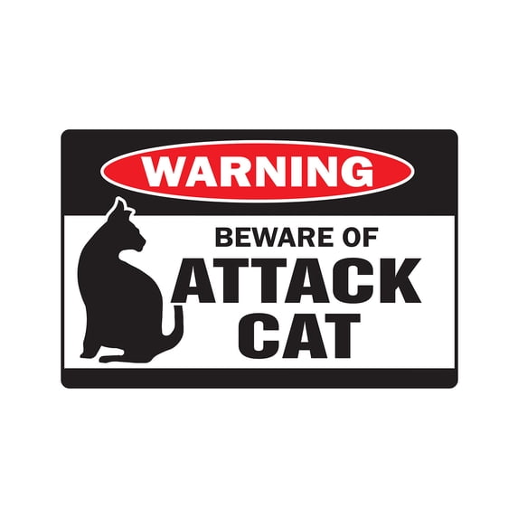 BEWARE OF ATTACK CAT Warning Aluminum Sign cats Aluminum Signs guard feline security