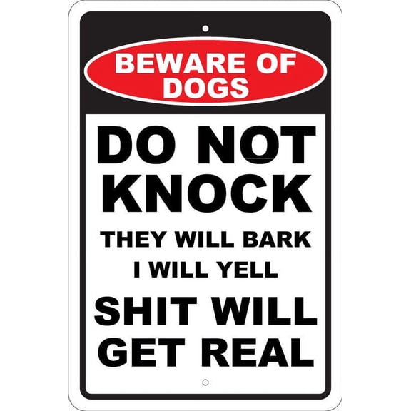 BEWARE OF DOGS ALUM Metal Sign MAN CAVE, FUNNY, WARNING, SECURITY, PETS Size: 16 x 12 Inch
