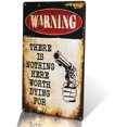 thumbnail image 1 of -BEWARE OF WELL JUST vintage Metal Sign garage signs for men home decor tin art decor drip tray, 1 of 5