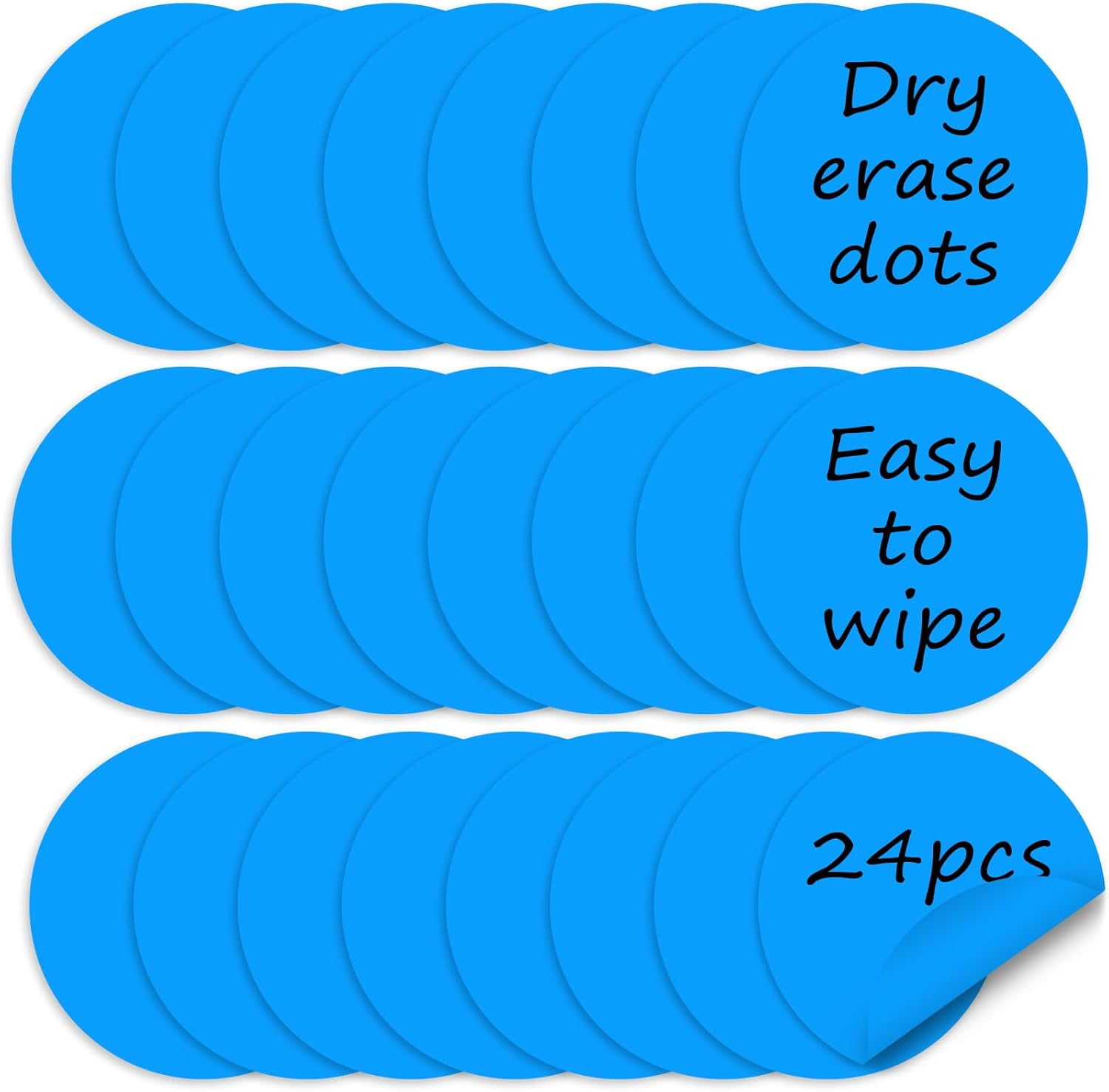 BEWAVE Blue Dry Erase Dots Circles, 24 Pack Removable Dry Erase Wall ...