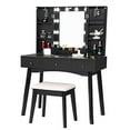 BEWISHOME Black Vanity Desk with Lighted Mirror, 10 LED Bulbs, Adjustable Brightness, Makeup