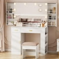 BEWISHOME Vanity Desk with Mirror and Lights, Makeup Vanity Desk White