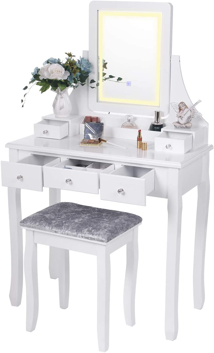 BEWISHOME Vanity Set with Lighted Mirror Dimming, 31.5 Inch Modern