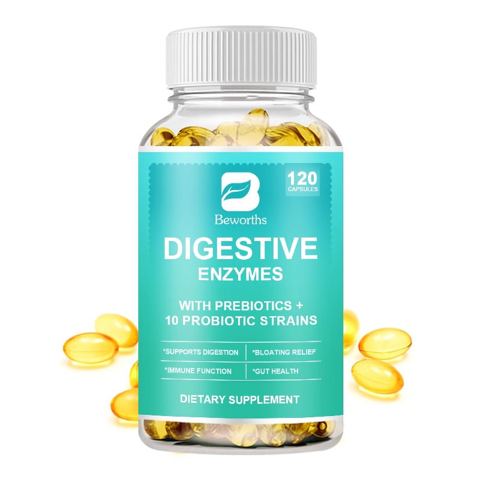 Digestive Enzymes With Probiotics And Prebiotics BEWORTHS Digestive Enzymes - Probiotic Multi Enzymes with Probiotics