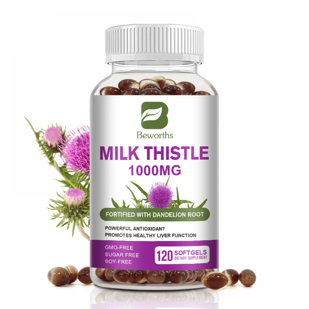 Beworths Milk Thistle 1000mg, Liver and Antioxidant Support, 120 Softgel Capsules