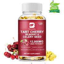 BEWORTHS Organic Tart Cherry Extract Capsules with Bilberry Fruit & Celery Seed, 1200mg High Potency for Joint Support & Muscle Recovery, 120 Capsules