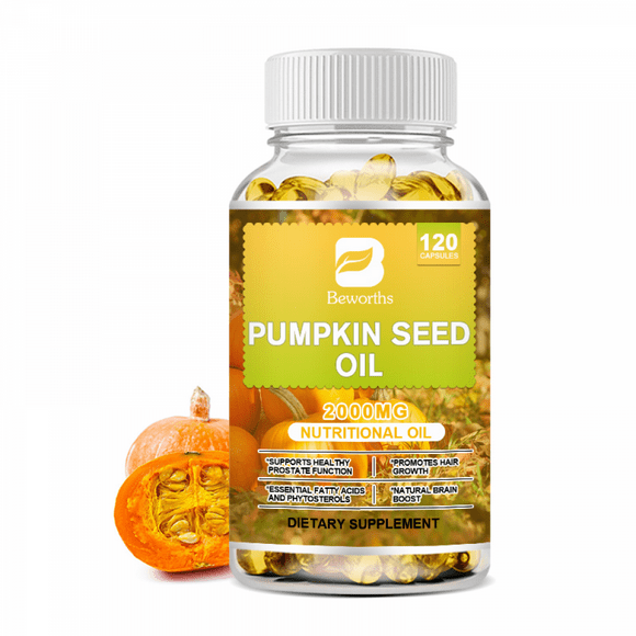 Pumpkin Seed Oil Capsules- Pumpkin Seed Oil Supplement for Hair Growth, Youthful Skin, Prostate Health, Urinary Tract Support