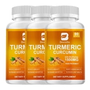 3 PackTurmeric Curcumin Capsules, 1500mg with Black Pepper & Ginger, Ultra High Absorption, Joint Support Wellness Herbal Supplement, 90 Count