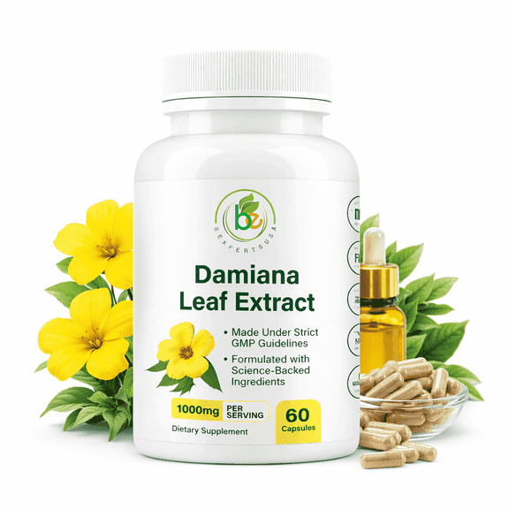 BEXPERTSUSA Damiana Leaf Capsules Herbal Supplement for Energy, Mood & Wellness Non-GMO, Gluten-Free 60 Capsules