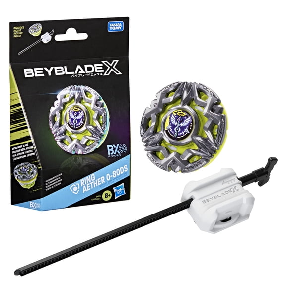 Beyblade X Ring Aether 0-80DS BX Infinity Starter Pack Set with Red Defense Type Top & White Launcher, Ages 8 and up