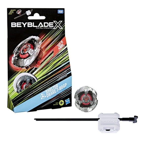 Beyblade X Shelter Drake 7-80GP BX Starter Pack Set with Balance Type Top & Launcher, Ages 8+