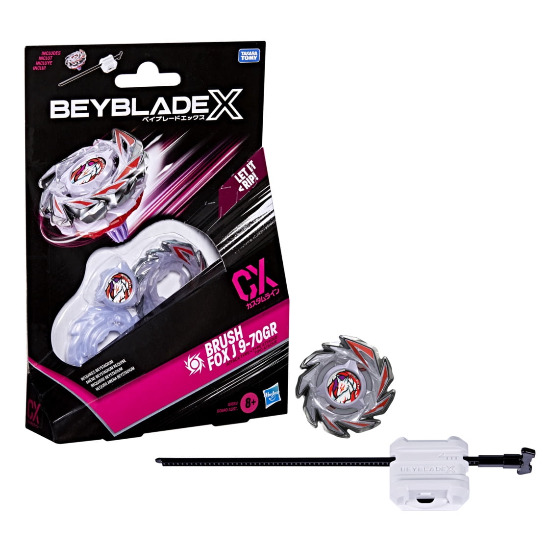 Beyblade X Brush Fox J 9-70GR CX Starter Pack Set with Attack Battling Top & Launcher
