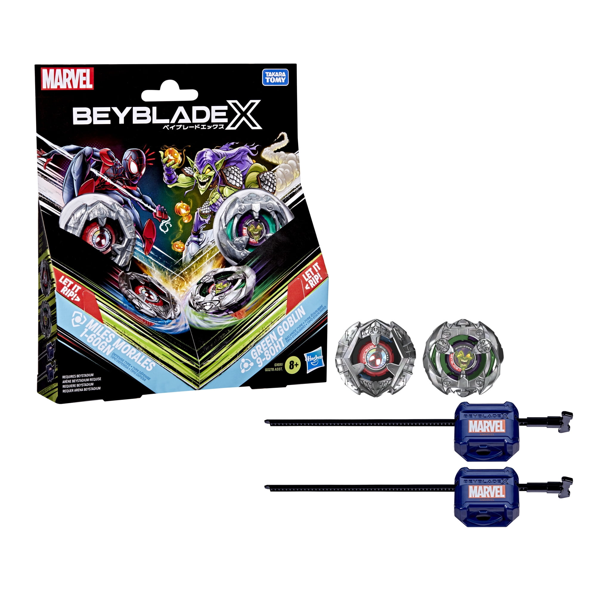 Beyblade X and Marvel Collab Miles Morales 1-60GN vs. Green Goblin