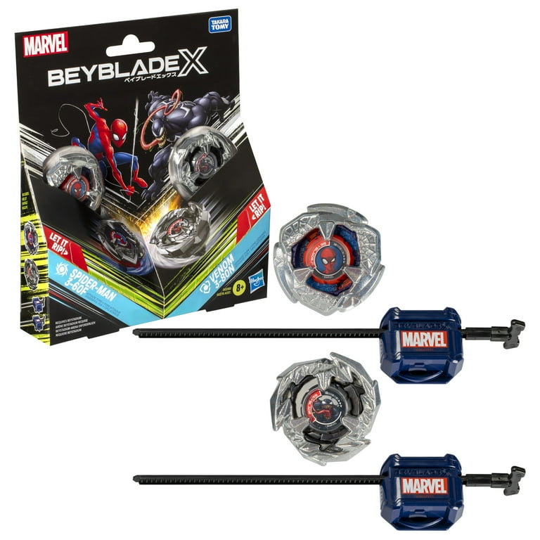 Beyblade X Marvel Collab Spider-Man 3-60F vs. Venom 3-80N Multipack Set, Ages 8+ Beyblade X Marvel Collab Spider-Man 3-60F vs. Venom 3-80N Multipack Set, Ages 8+