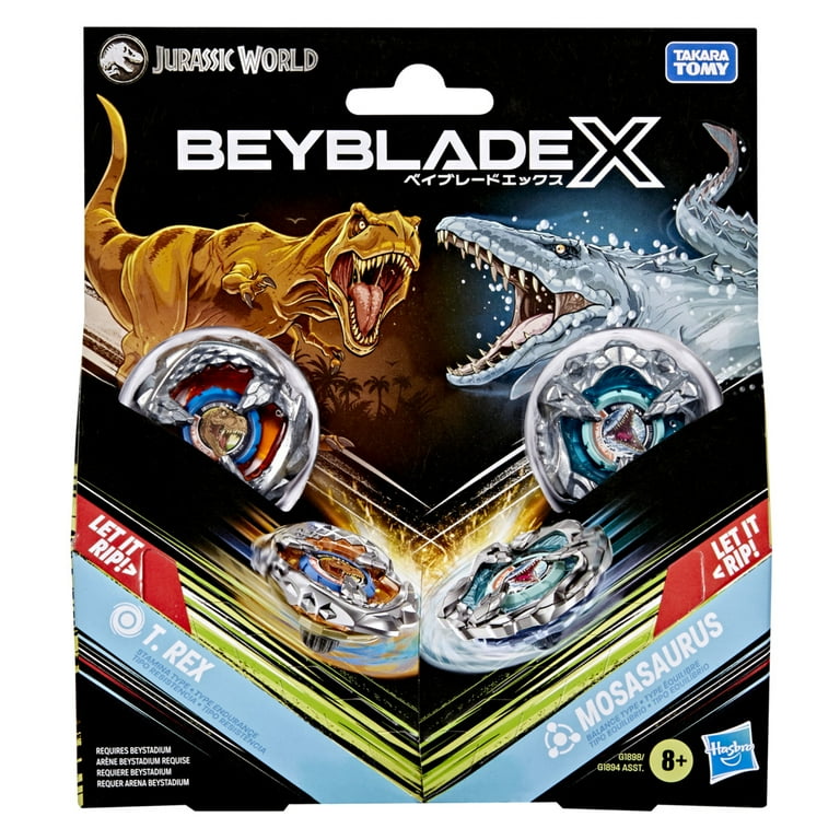 Beyblade X Jurassic World Collab T. Rex vs. Mosasaurus Multipack