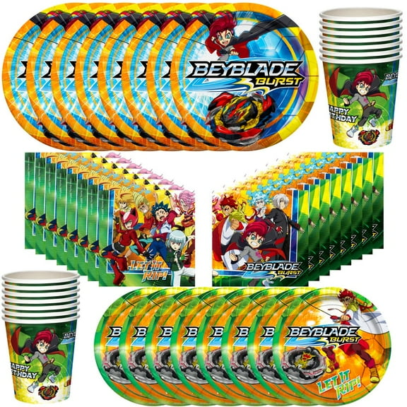 BEYBLADE Birthday Party Supplies Tableware Classic Set for 16 Guests