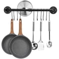 thumbnail image 1 of BEYCED 23.7 inch Kitchen Hanging Rod Pot Rack,Kitchen Wall Mounted Detachable Pan Lid Utensils Organizer Hanging Rail with 12 Hooks,Iron Pipe Shape,Black, 1 of 6