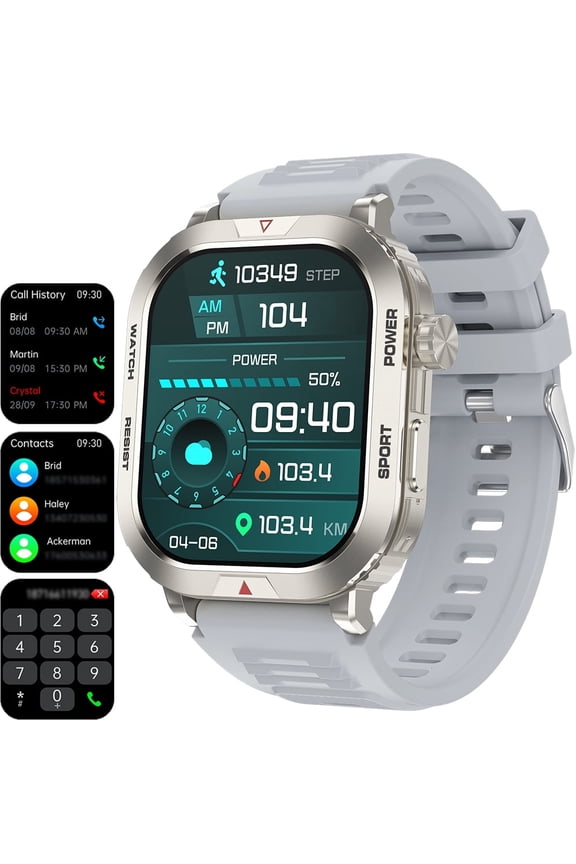 Smart Watch for Android & iPhone (Bluetooth Answer/Make Calls), 2.01 inch IP68 Waterproof Tracking Fitness, Pedometer/Calories,Multiple Sports Modes