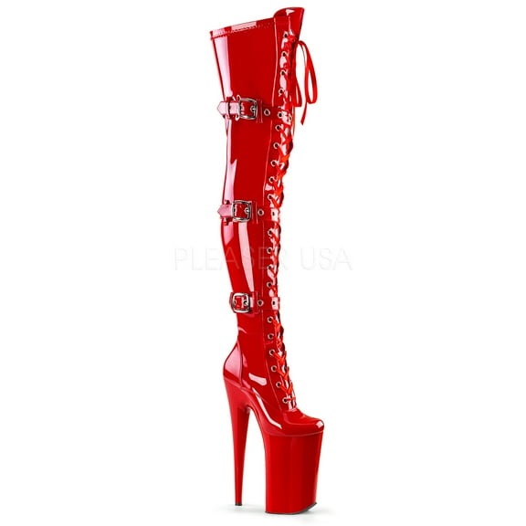 BEYOND-3028, 10" Heel 6 1/4" Lace-Up Thigh Boot
