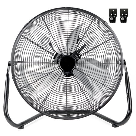 20 Inch High Velocity Industrial Floor Fan, 3-Speed Heavy Duty Metal Cradle Floor Fans with 360° Tilt for Warehouse, Workshop, Garage, Factory and Basement, Black