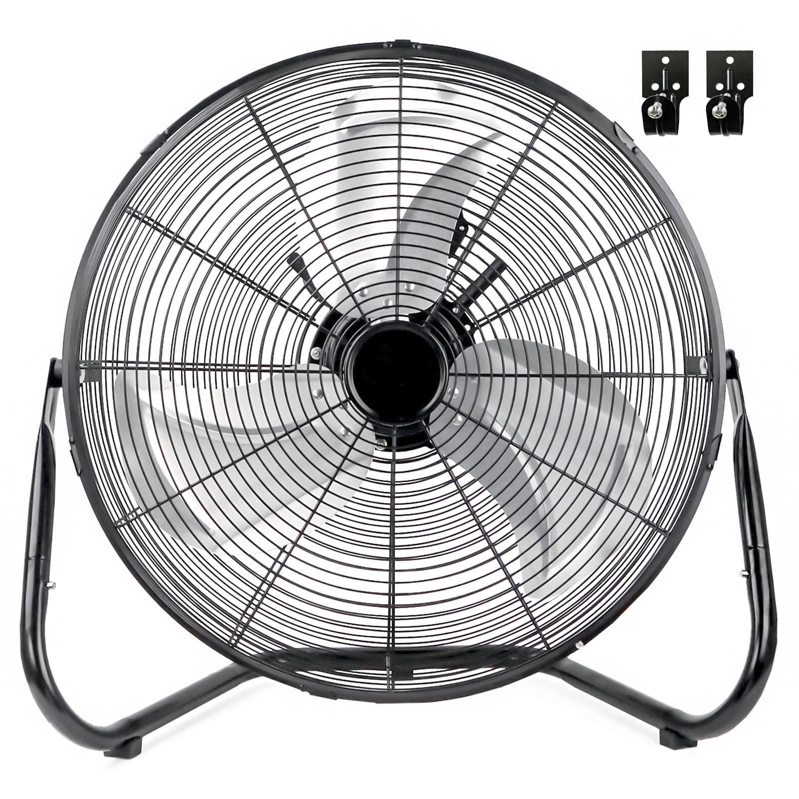 20 inch High Velocity Industrial Floor Fan, 3-Speed Heavy Duty Metal Cradle Floor Fans with 360° Tilt for Warehouse, Workshop, Garage, Factory and Basement, Black