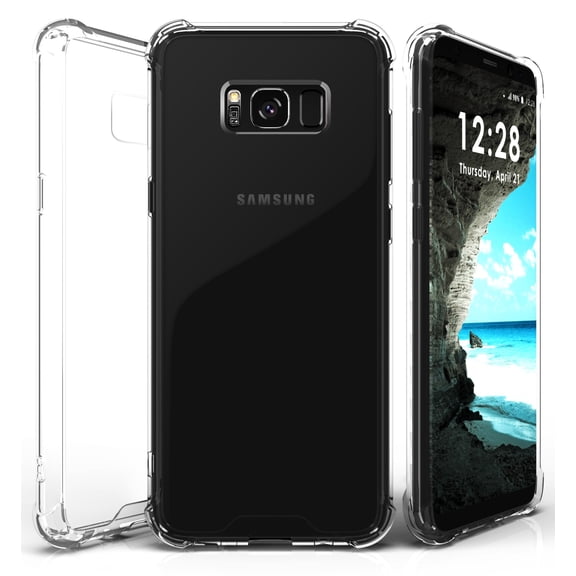 BEYOND CELL AQUAFLEX CLEAR FLEXIBLE TPU SHOCK ABSORBING BUMPER CASE COVER WITH TRANSPARENT HARD BACKSIDE FOR SAMSUNG GALAXY S8 SM-G950