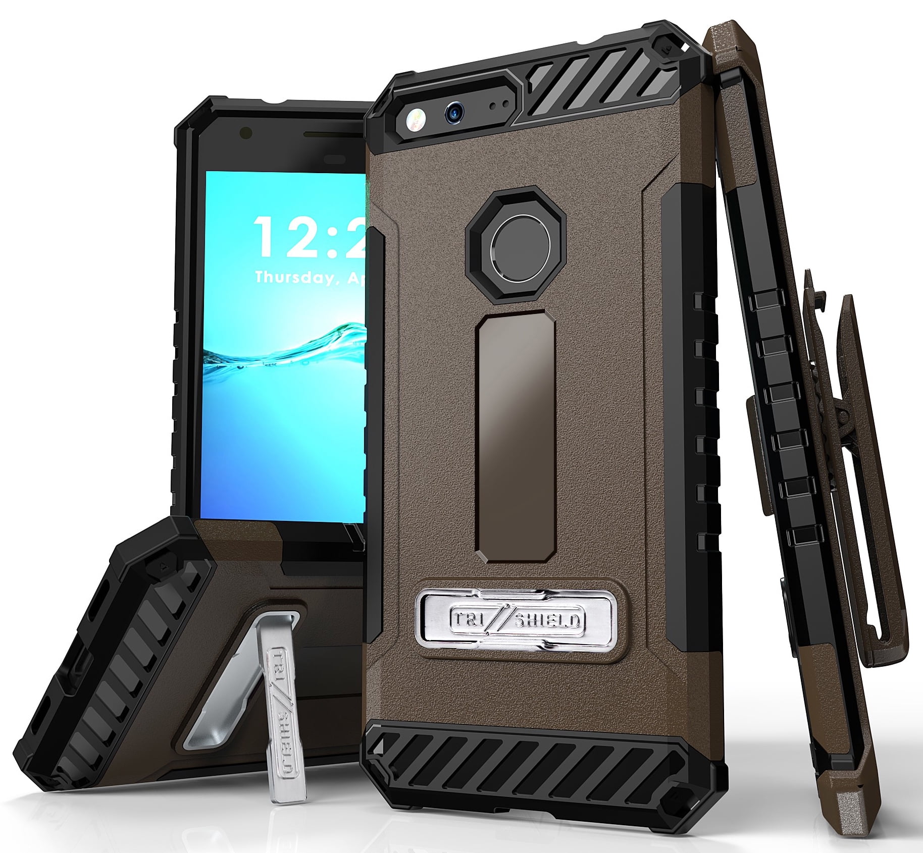 TAN BROWN BEYOND CELL TRI-SHIELD RUGGED CASE COVER with KICKSTAND ...