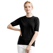 BEYOND FASHION Womens 100% Pure Cashmere T Shirt Crew Neck Short Sleeve