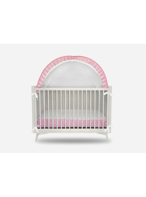 BEYOND HOME - Baby Safety Crib with Tent Netting Pop Up Style in Pink Color Inside Zipper - L.55 x W.51 x H.27